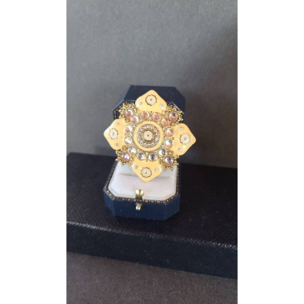 Rhinestone and Enamel Floral Brooch